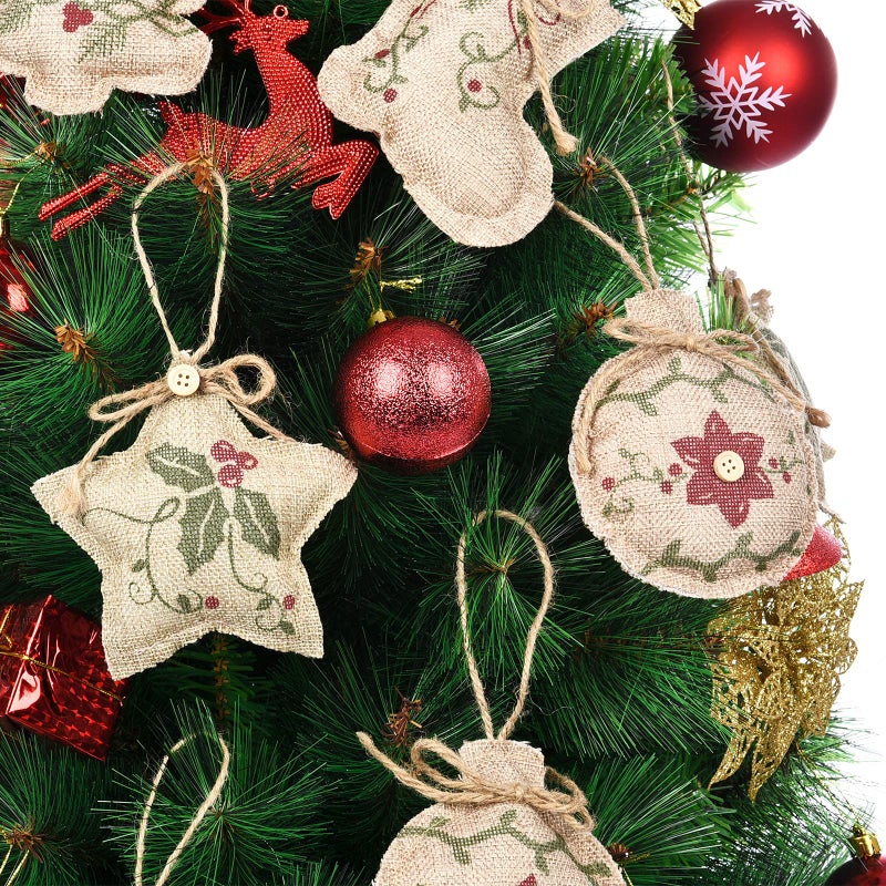 Jetec 12 Pieces Rustic Christmas Burlap Tree Ornaments Farmhouse Hanging Decorations Christmas Stocking Tree Ball Shaped Decor for Party - Image 4